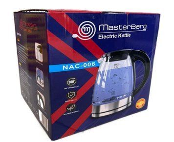 Чайник електричний скляний Masterberg 2L NAC-006 (12) 01825 фото