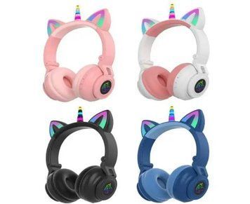 Навушники CAT з котячими вушками STN-27 Bluetooth (Синій, Рожевий) 00567 фото